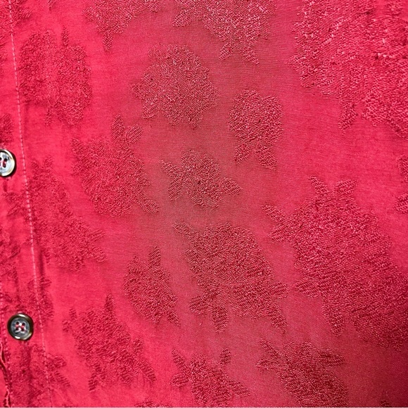 CP Shades Women Button Down Top Medium Wine Red Jacquard Lace Trim Whymsigoth - Picture 7 of 11